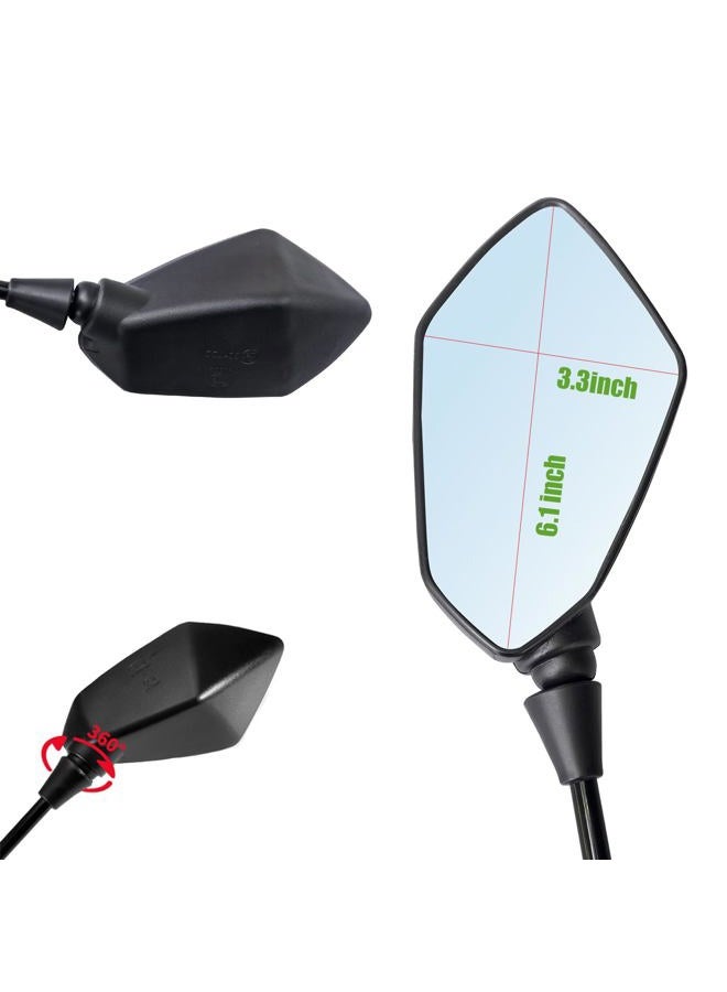 Mamiko Universal Motorcycle Rear View Mirrors for M8 M10 Threaded Bolt Double Take Mirror Mount Compatible with Motorcycle Scooter Moped Polaris Sportsman Honda ATV Dirt Bike Cruiser - Image 4