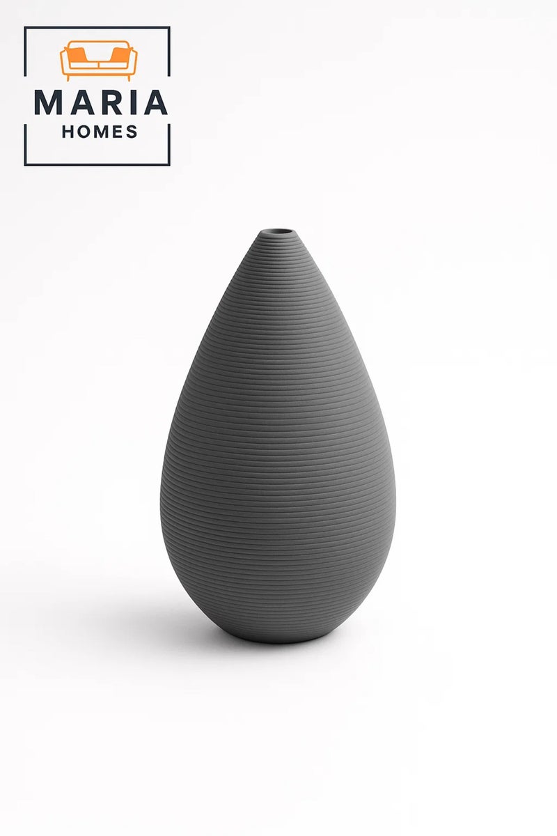 ماريا هومز مزهرية زخرفية رمادية حديثة – مزهرية طاولة خزفية من قطرة الدمعة لديكور المنزل والمكتب - Image 5