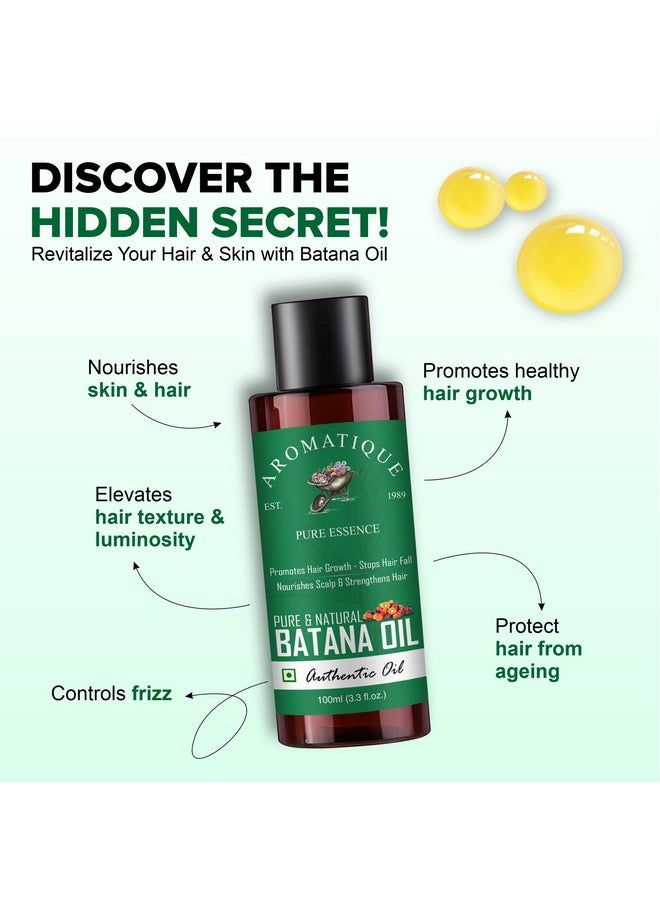 AROMATIQUE - Batana Oil - Pure Batana Oil For Hair Growth By Dr Sebi Sourced From Honduras, Batana Oil Cold Pressed, Derived From Palm Nut Oil For Hair & Skin (100 Ml) - Image 1