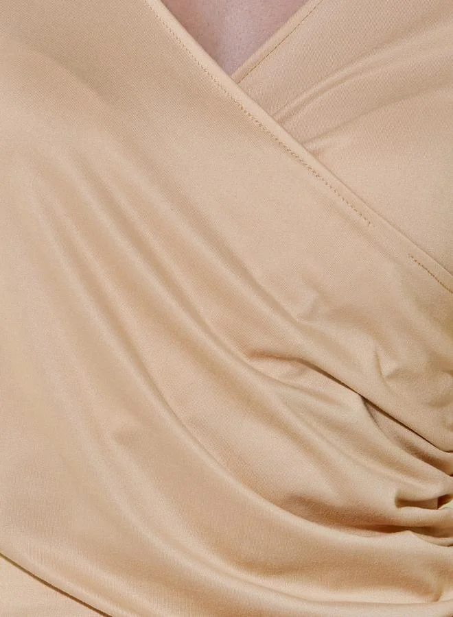 Styli Styli Ruched Detail Hooded Sheath Maxi Dress
