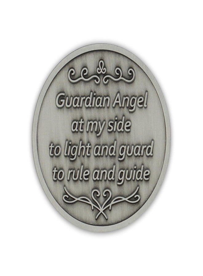 The Token Shop Pewter Guardian Angel Coin Affirmation Gift Token Medallion with Aqua Crystal Gemstone and Angel Prayer on Back - Image 4