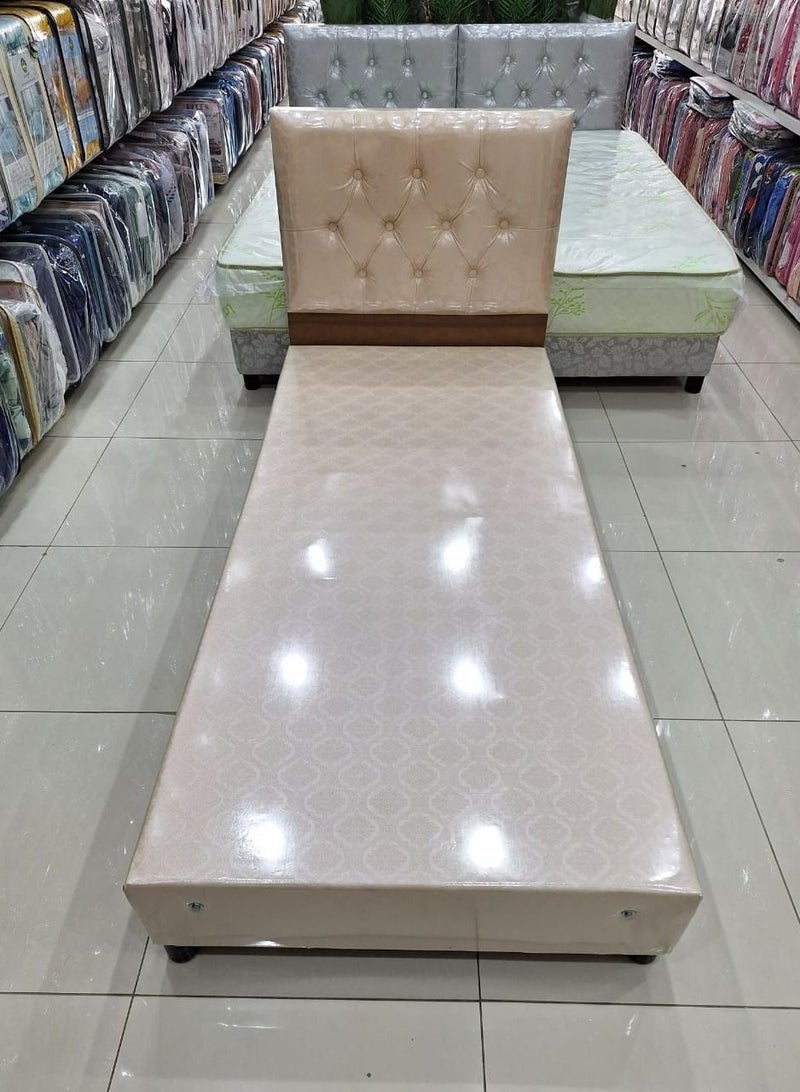 Luxurious wooden box bed covered in leather with plastic bases size 90*190 cm - Image 2