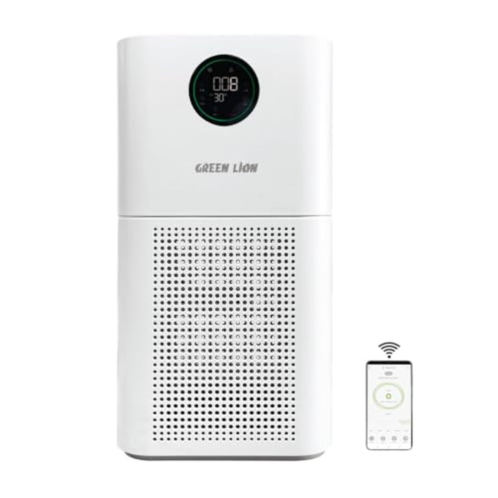 Bedroom home air purifier with H13 HEPA filter, white, PM2.5 intelligent sensor, 99.97 pollen/dust/smoke/pet allergen removal, OLED touch display for better sleep