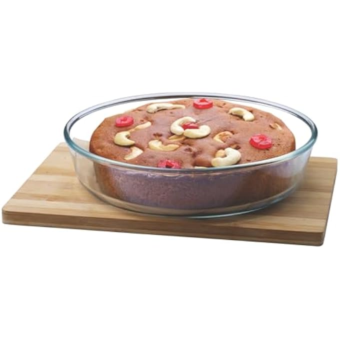 Signoraware Bake N Serve Round Bakeware Safe and Oven Safe Glass Dish Tray  Borosilicate Glass Bowl Container  Microwave Oven Safe Baking 2100ml Set of 1 Clear - Image 2
