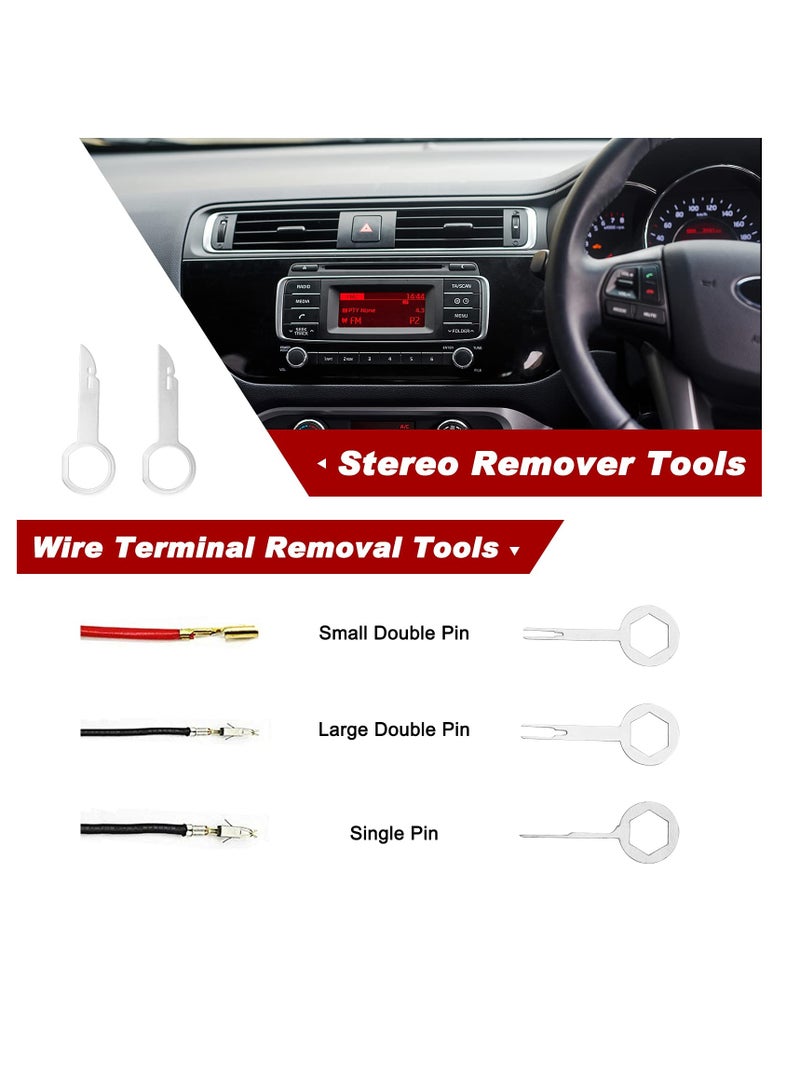 Excefore طقم أدوات إزالة حواف السيارات، مجموعة قواطع مشابك السيارات لإزالة أطراف التوصيل، أدوات إزالة لوحات السيارة، الأبواب، الراديو، طقم أدوات التثبيت، طقم إزالة أغطية المقاعد، مع حقيبة تخزين (19 قطعة حمراء) - Image 3