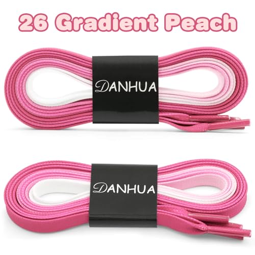 DANHUA Colorful Flat Shoe Laces: 2 Pair 43Inch Gradient Peach Printed Shoelaces for Sneakers - Image 2