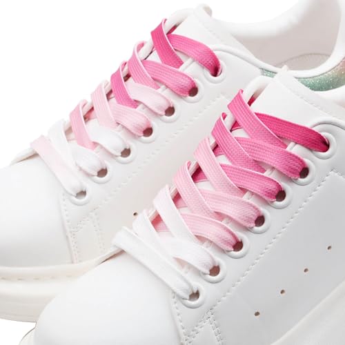 DANHUA Colorful Flat Shoe Laces: 2 Pair 43Inch Gradient Peach Printed Shoelaces for Sneakers - Image 3