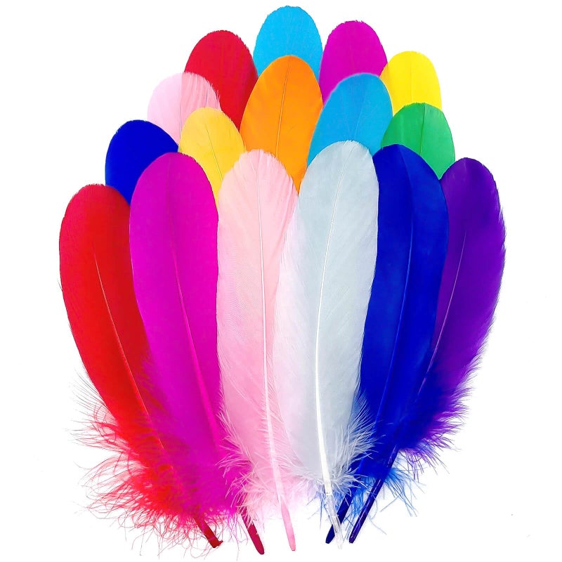 بيوكيو 100 قطعة ريش وز ملون طبيعي بالجملة 68 بوصة 1520 سم لتزيين الكب كيك والفنون اليدوية وصائد الأحلام