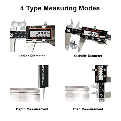 KETOTEK Digital Caliper Measuring Tool, IP54 Waterproof Stainless Steel Electronic Vernier Caliper 6 Inch/150mm Digital Micrometer with Large LCD Screen - Image 5