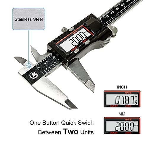 KETOTEK Digital Caliper Measuring Tool, IP54 Waterproof Stainless Steel Electronic Vernier Caliper 6 Inch/150mm Digital Micrometer with Large LCD Screen - Image 4