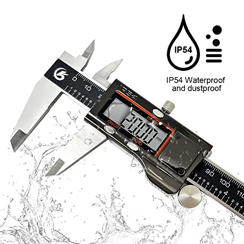 KETOTEK Digital Caliper Measuring Tool, IP54 Waterproof Stainless Steel Electronic Vernier Caliper 6 Inch/150mm Digital Micrometer with Large LCD Screen - Image 3