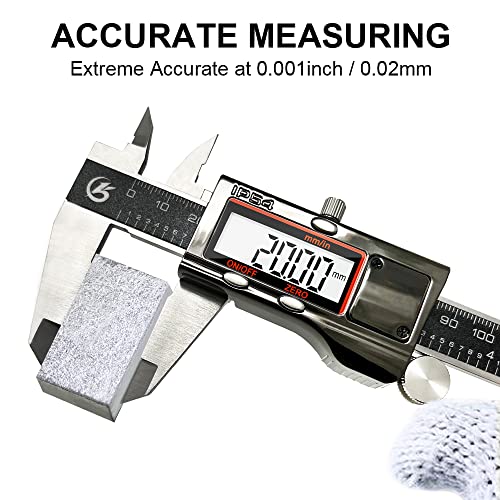 KETOTEK Digital Caliper Measuring Tool, IP54 Waterproof Stainless Steel Electronic Vernier Caliper 6 Inch/150mm Digital Micrometer with Large LCD Screen - Image 2