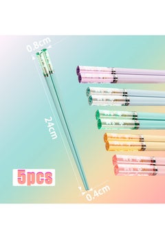 SYOSI Reusable Chopsticks, 5 Pairs Chopsticks Fiberglass Chop Sticks Dishwasher Safe Reusable Non-Slip Chop Sticks 9.5 Inches Sakura Amber Japanese Chinese Style Colourful Chopstick Family Multipack  - Image 4