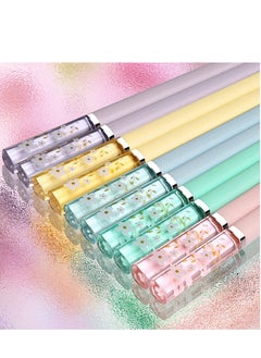 SYOSI Reusable Chopsticks, 5 Pairs Chopsticks Fiberglass Chop Sticks Dishwasher Safe Reusable Non-Slip Chop Sticks 9.5 Inches Sakura Amber Japanese Chinese Style Colourful Chopstick Family Multipack  - Image 1