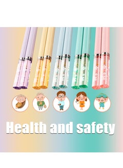 SYOSI Reusable Chopsticks, 5 Pairs Chopsticks Fiberglass Chop Sticks Dishwasher Safe Reusable Non-Slip Chop Sticks 9.5 Inches Sakura Amber Japanese Chinese Style Colourful Chopstick Family Multipack  - Image 5