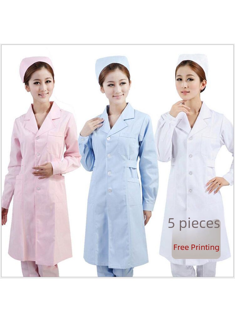 Generic Doctors Clothing Summer Short-sleeved White Coat Suit Collar Long-sleeved Thickened Blue and Pink Nurses Clothing Pharmacy Doctors Work Clothes[Suit collar] white long sleeve thick [Suit collar] white long sleeve thick 