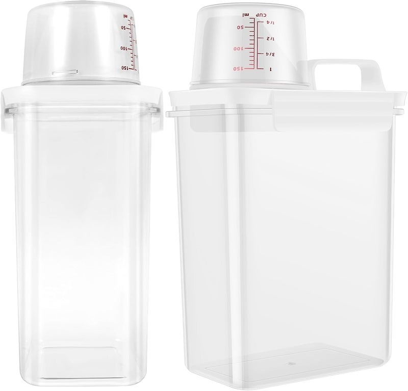 2 Pack 60.8OZ Liquid Laundry Detergent Dispenser Laundry Soap Dispenser with Measuring Cup for Laundry Room Storage Laundry Soap Containers for Detergent Softener Bleach Powder Soda - Image 1
