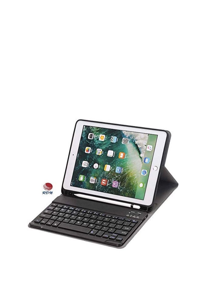 RDN - 2 in 1 Detachable Backlight Wireless Keyboard With Light and Thin Folio Full Protective Cover Case For iPad 9.7 2018 5/6th Gen Black - Image 1