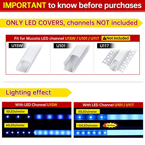 Muzata 3PACK 33FT/10M Continuous Milky White LED Cover Tape Light Seamless Plastic for U1SW U Shape Anti-UV Channel LC03 WW (ONLY Cover No Aluminum LED Channel Included) - Image 2