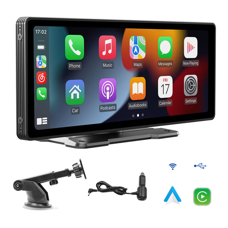 Generic Sunweyer Portable Apple CarPlay Screen and Android Car Wireless Display Car Radio, 9.3 Inch HD IPS Touch Screen, Supports 1080p Rear View Camera and Bluetooth/AUX/FM Transmitter  - Image 1