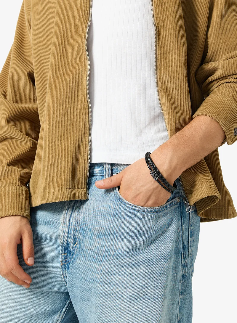 Seventy Five  Multi-Layer Braided Leather Bracelet for Men | Best Price UAE