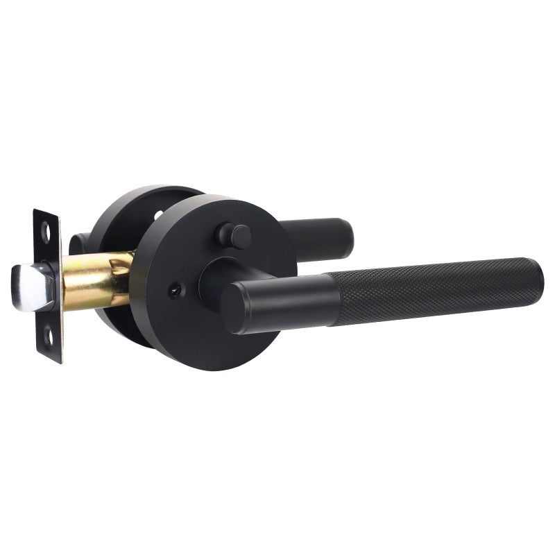 Litlheim Privacy Knurled Black Door Handle Durable Stylish Interior Lever for Bedrooms Bathrooms Modern Design Functionality - Image 2