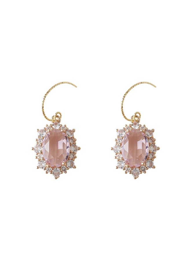 [Palace Pink Crystal] Retro Luxury Zircon Surround Hook Earring - Image 4