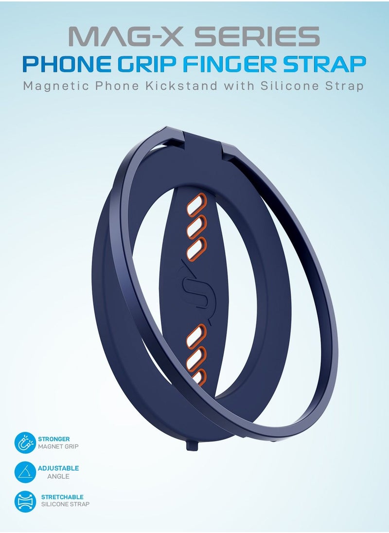 Remson Mag-X Phone Grip Finger Strap Magnetic Phone Kickstand with Silicone Strap Compatible for iPhone 14, 13 Pro/Max/Plus (Blue/Orange) - pzsku/Z352686D24C722D82CE14Z/45/_/1678202142/1d47a8ca-af64-407b-9898-3217a0e26034