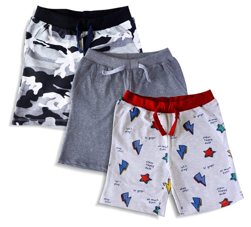 minicult Cotton Unisex Shorts with Drawstring (Pack of 3)(Multicolor)(7-8YEARS) - Image 2