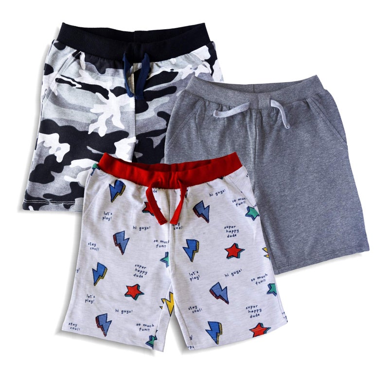 minicult Cotton Unisex Shorts with Drawstring (Pack of 3)(Multicolor)(7-8YEARS) - Image 3