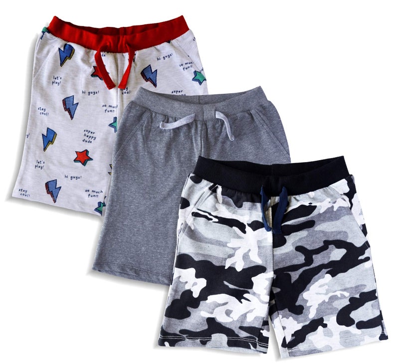 minicult Cotton Unisex Shorts with Drawstring (Pack of 3)(Multicolor)(7-8YEARS) - Image 1