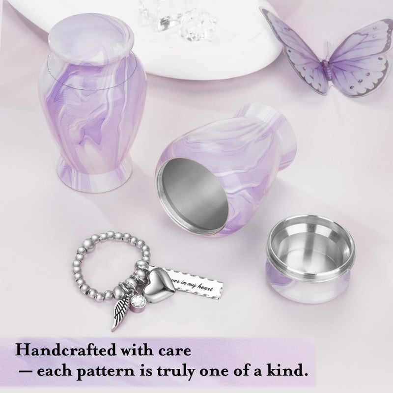 Dletay Small Urns for Human Ashes Keepsake 2.85 Inches Memorial Mini Cremation Urn for Women Men Aluminum Decorative Funeral Urns - Light Purple - Image 4