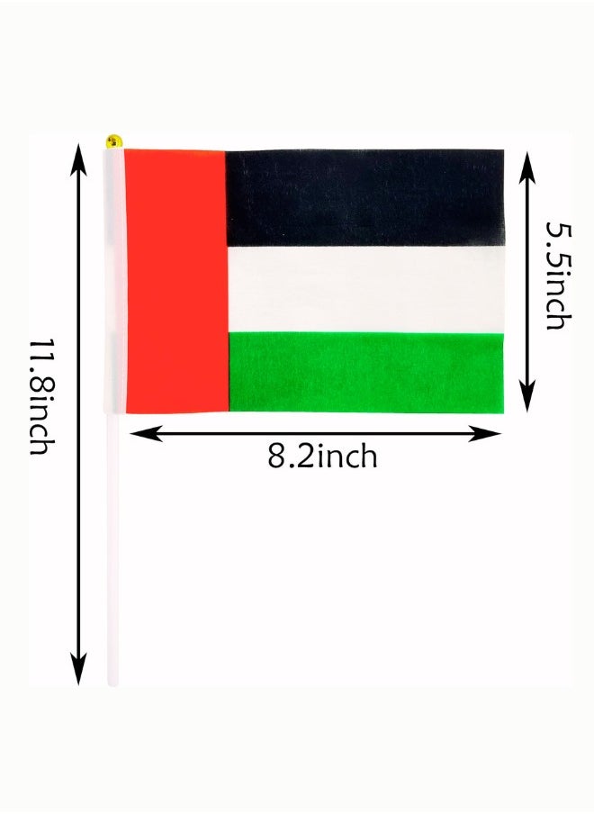 X-PRO5 5 Pack Hand Held Small Mini Flag UAE Emirati Flag Stick Flag Round Top National Country Flags Party Decorations Supplies For Parades,World Cup Festival Events International Festival  - Image 2