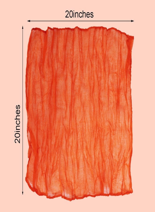 Nydotd 12pcs Cheesecloth Napkins 20 x 20 Inch Boho Dinner Wrinkled Rustic Linen Table Decorative Cloth Napkins for Fall Them Party Thanks Giving Wedding Baby Shower Home(Orange) - Image 2
