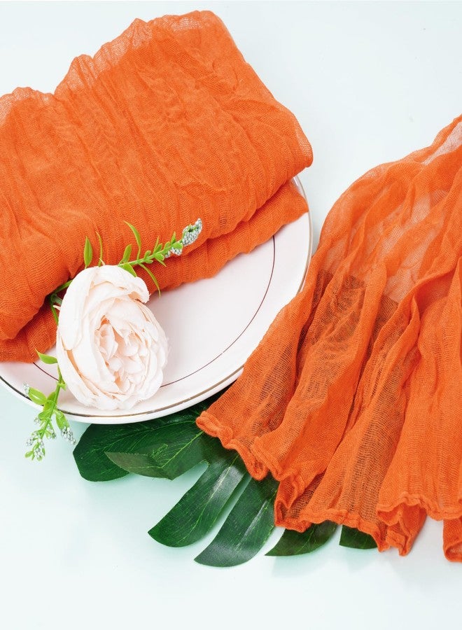 Nydotd 12pcs Cheesecloth Napkins 20 x 20 Inch Boho Dinner Wrinkled Rustic Linen Table Decorative Cloth Napkins for Fall Them Party Thanks Giving Wedding Baby Shower Home(Orange) - Image 5
