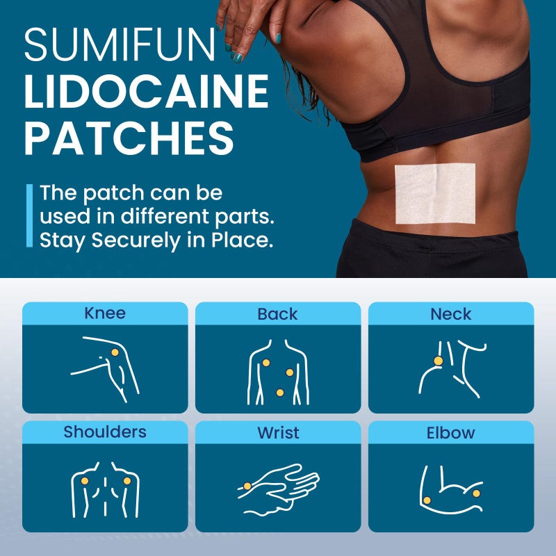 Sumifun 4% Lidocaine Patches, Long Lasting Plaster Patch for Knee, Shoulder, Muscle, Joints with Natural Ingredients, Extended Patch with Lidocaine (Large, Count, 18) - Image 5