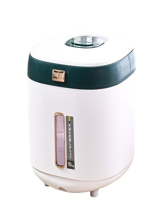 Delavala Green Portable Rice Bucket with Measuring Cup Kitchen Food Storage Moisture Proof and Insect Proof Cereal Dispenser, Household Rice Storage Box Metering Cylinder for Pulses, Rice, Nuts - Image 5