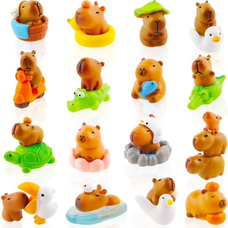 Exasinine 27pcs Mini Capybara Figurines Capybara Cake Toppers Mini Resin Capybara for DIY Fairy Garden Decoration Moss Landscape Home House Birthday Party Decorations - Image 1
