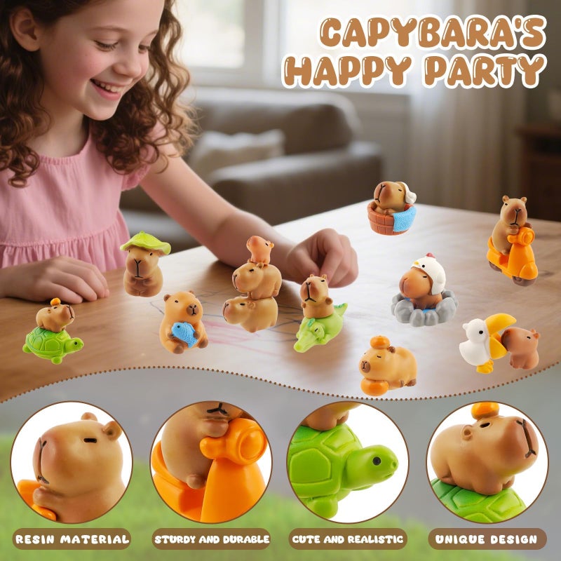 Exasinine 27pcs Mini Capybara Figurines Capybara Cake Toppers Mini Resin Capybara for DIY Fairy Garden Decoration Moss Landscape Home House Birthday Party Decorations - Image 4