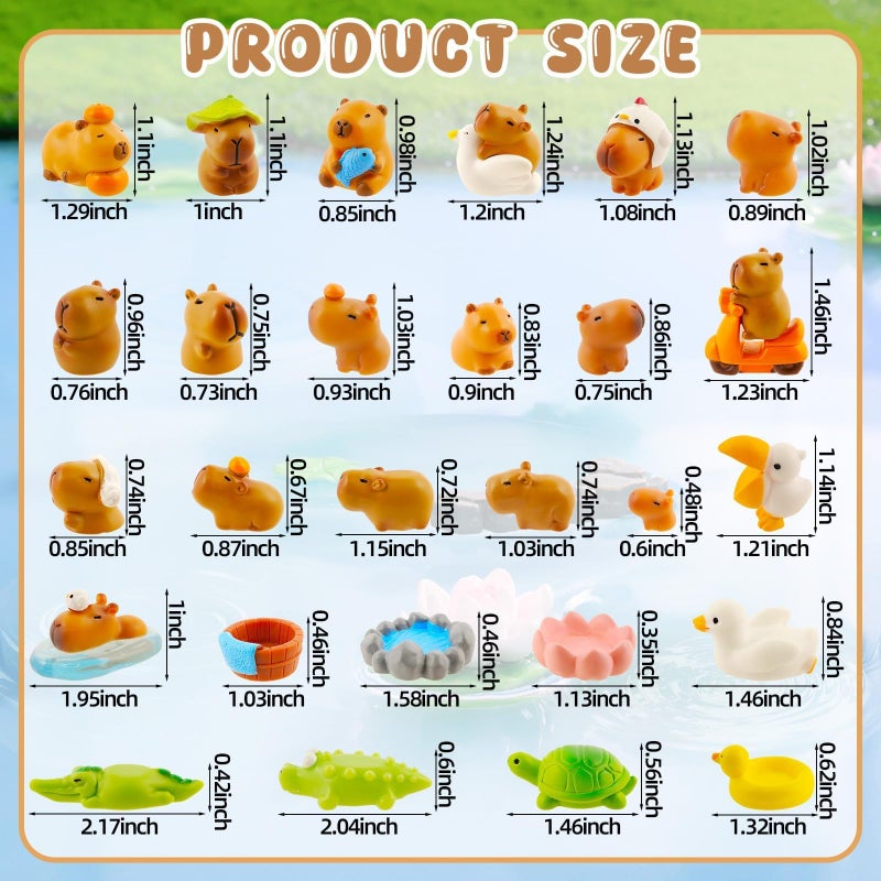 Exasinine 27pcs Mini Capybara Figurines Capybara Cake Toppers Mini Resin Capybara for DIY Fairy Garden Decoration Moss Landscape Home House Birthday Party Decorations - Image 2