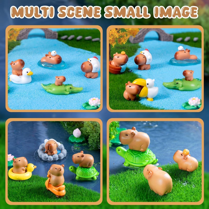Exasinine 27pcs Mini Capybara Figurines Capybara Cake Toppers Mini Resin Capybara for DIY Fairy Garden Decoration Moss Landscape Home House Birthday Party Decorations - Image 5