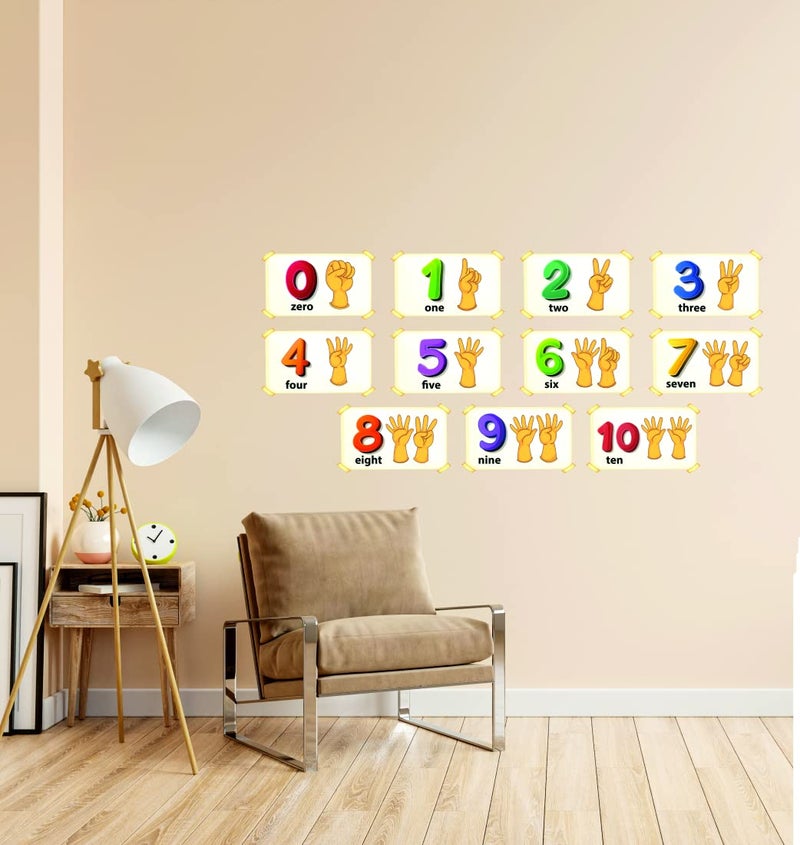 Techgifti Numbers by Hand- Baby - Kids - Learning Education Nursery Wall Sticker Multicolor (Size - 35 Cm X 68 Cm) - Image 1