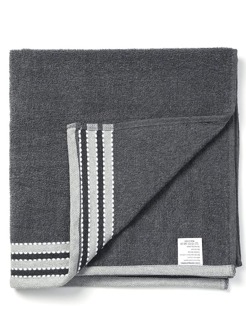 URBAN MAGIC 405GSM Soft Fabric Cotton Grey Bath Towel - (68 x 137 cms) - Pack of 1 - Image 3