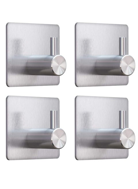 4-Piece Stainless Steel Coat And Robe Hook Black 4.5x4.5x2.6cm