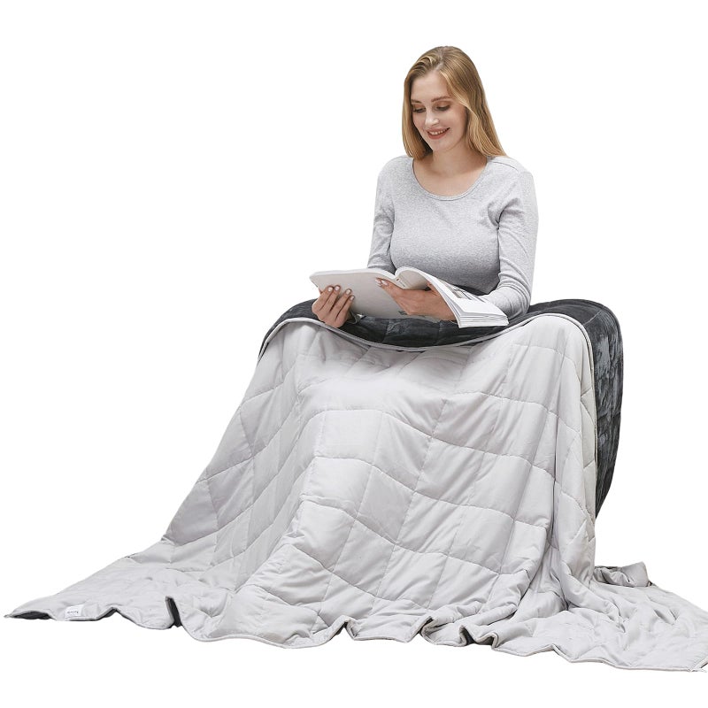 MOTRIP Kids Weighted Blanket 10 Pounds Twin Size  Fuzzy Warm Flannel Bed Blanket with Soft Breathable Sanded Reversible  48''x72'' 10lbs Grey - Image 1