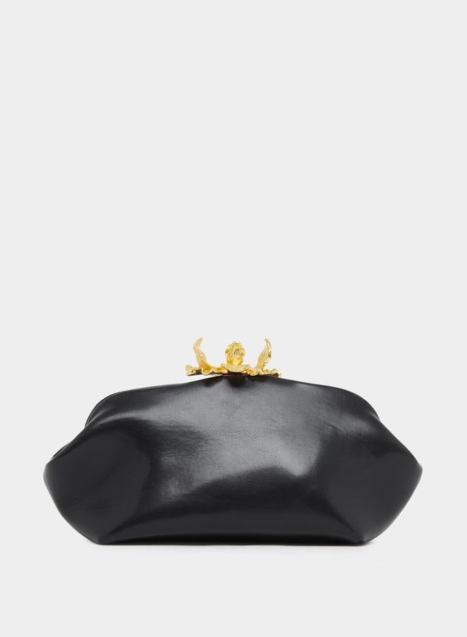 Styli Black Clutch with Gold Floral Detail - Image 2