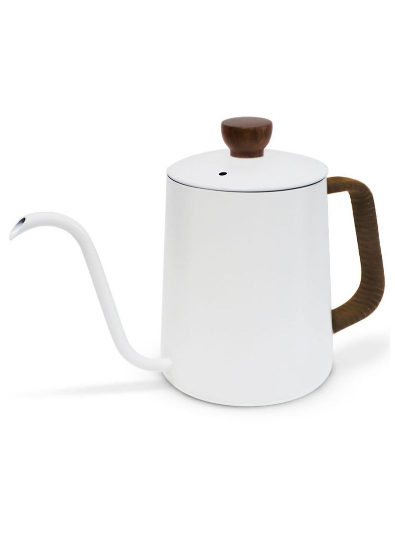 MIBRU - MIBRU Drip V60 Pour Over Kettle With Internal Scale Goose neck Long Narrow Spout With Lid Coffee Tea 600ml White - Image 1