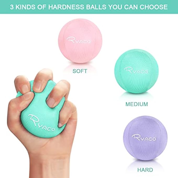 Ryaco 2PCS Set of Hand Exercise Gel Stress Balls Soft and Hard Gel Balls Set of 2 for Adults and Children - Anxiety Relief, Resistance Training - Image 2