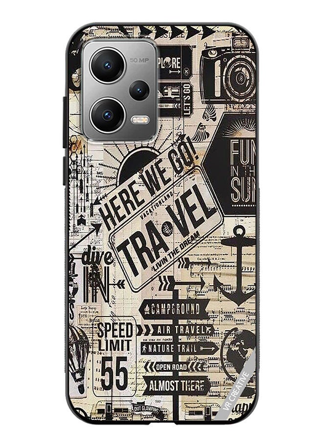 VR CREATIVE Protective Case Cover For Xiaomi Redmi Note 12 Pro Here We Go Travel Design Multicolour - Image 1