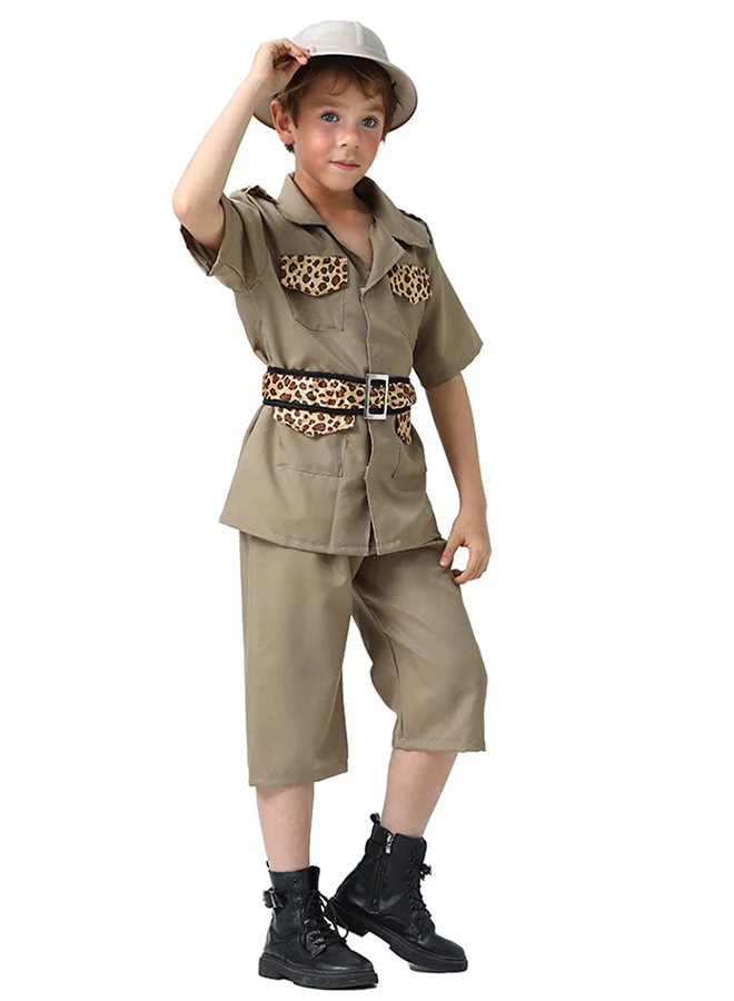 Little Surprise Box,Jungle Safari Adventurer theme Kids Halloween Costume Fancy Dress Up-4-6Y